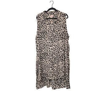 Philosophy Woman Leopard Print Sleeveless Collared Button Up Shirt Top 3X